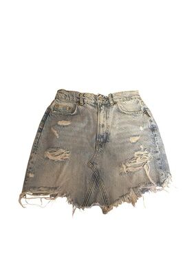 Pilcro Distressed Light Blue Denim Skirt